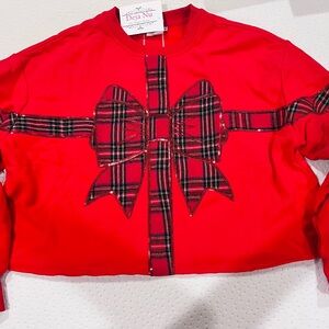 NWT Queen of Sparkles Plaid Bow sweatshirt Size Medium